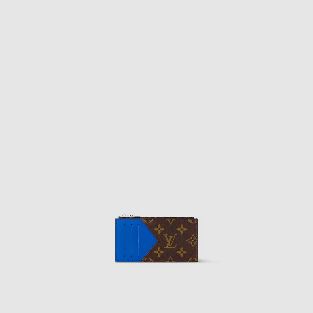 Ví Louis Vuitton Coin Card Holder Monogram Macassar Nữ Xanh Dương